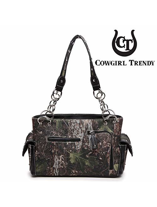 Western Style Camouflage Concealed Carry Purse Buckle Country Studs Women Handbag Shoulder Bag Wallet Set