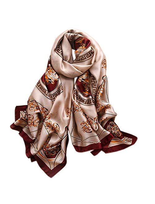 K-ELewon Silk Feeling Scarf Fashion Scarves Long Lightweight Sunscreen Shawls for Women