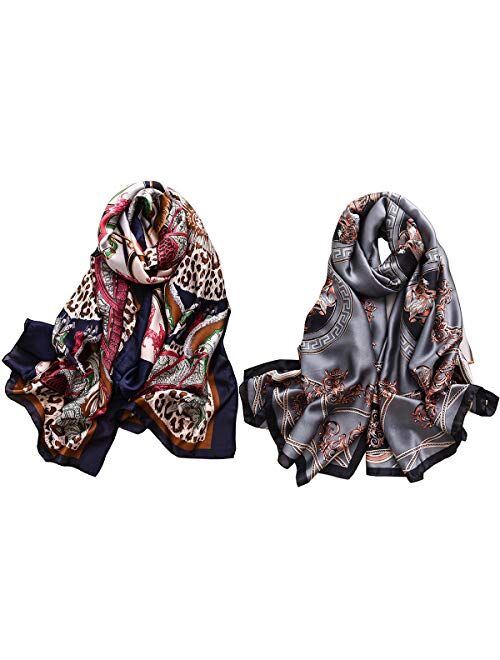 K-ELewon Silk Feeling Scarf Fashion Scarves Long Lightweight Sunscreen Shawls for Women