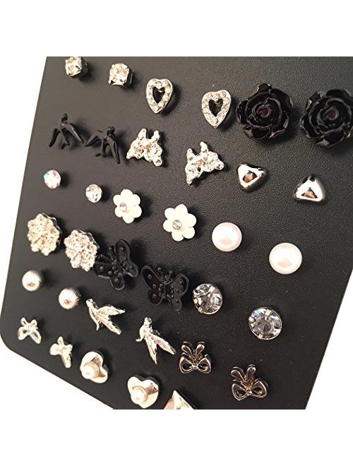 18 Pairs Assorted Multiple Studs Earring Set for Women