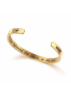 NEWNOVE Inspirational Gifts for Women Straighten Your Crown Bracelet Engraved Mantra Cuff Bangle Birthday Jewelry Gift for Her