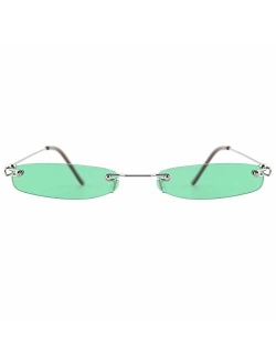 Slocyclub Vintage Sunglasses Small Rectangular Metal Frame Retro Eyewear for Women and Men