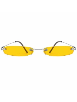 Slocyclub Vintage Sunglasses Small Rectangular Metal Frame Retro Eyewear for Women and Men