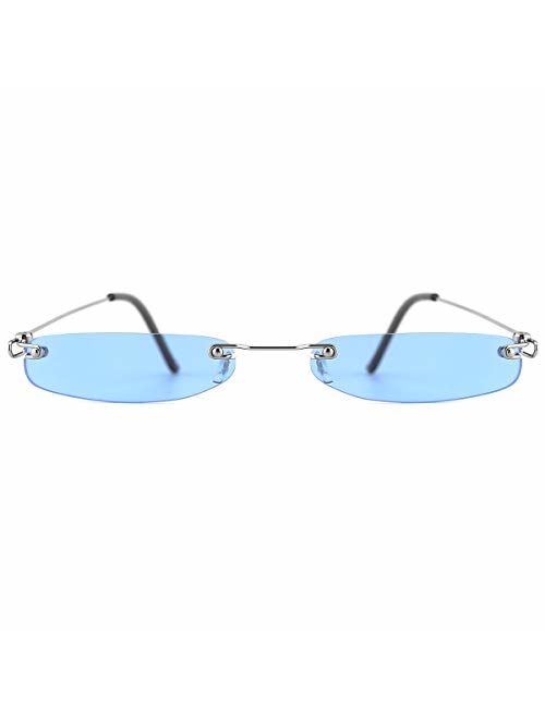 Slocyclub Vintage Sunglasses Small Rectangular Metal Frame Retro Eyewear for Women and Men