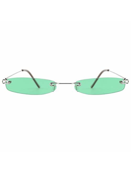 Slocyclub Vintage Sunglasses Small Rectangular Metal Frame Retro Eyewear for Women and Men