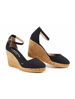 VISCATA Handmade in Spain Estartit 3" Wedge, Soft Canvas, Ankle-Strap, Closed Toe, Espadrilles Heel