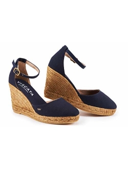 VISCATA Handmade in Spain Estartit 3" Wedge, Soft Canvas, Ankle-Strap, Closed Toe, Espadrilles Heel