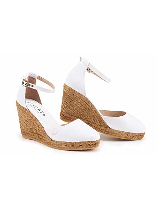 VISCATA Handmade in Spain Estartit 3" Wedge, Soft Canvas, Ankle-Strap, Closed Toe, Espadrilles Heel