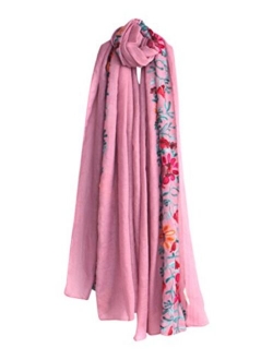 LuluVin Women's Scarf Cotton Embroidered Lightweight Shawl Wrap