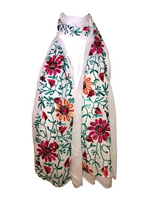 LuluVin Women's Scarf Cotton Embroidered Lightweight Shawl Wrap