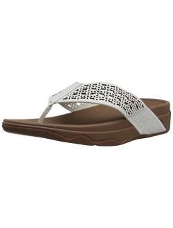 Women's Leather Lattice Surfa Floral FLIP Flops