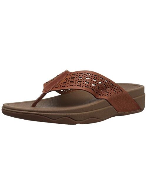 FitFlop Women's Leather Lattice Surfa Floral FLIP Flops