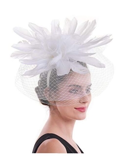 Lucky Leaf Women Girl Fascinators Hair Clip Hairpin Hat Feather Cocktail Wedding Tea Party Hat