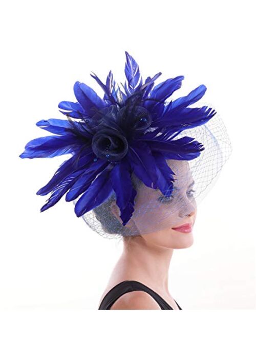 Lucky Leaf Women Girl Fascinators Hair Clip Hairpin Hat Feather Cocktail Wedding Tea Party Hat