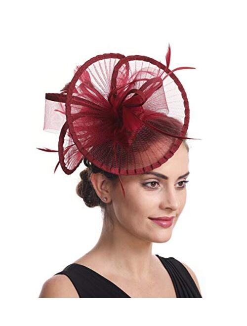 Lucky Leaf Women Girl Fascinators Hair Clip Hairpin Hat Feather Cocktail Wedding Tea Party Hat