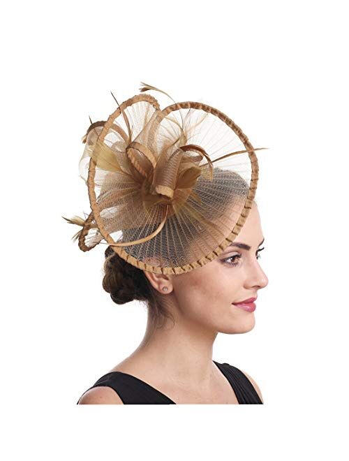 Lucky Leaf Women Girl Fascinators Hair Clip Hairpin Hat Feather Cocktail Wedding Tea Party Hat