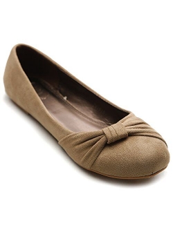 Ollio Women's Shoe Ballet Faux Suede Flat