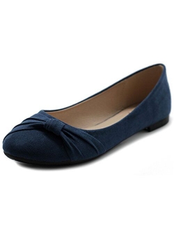 Ollio Women's Shoe Ballet Faux Suede Flat