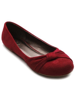 Ollio Women's Shoe Ballet Faux Suede Flat