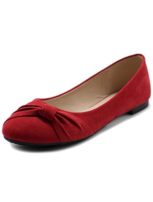 Ollio Women's Shoe Ballet Faux Suede Flat