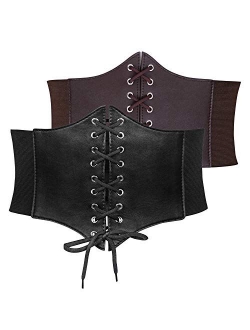 JASGOOD Women’s Elastic Costume Waist Belt Lace-up Tied Waspie Corset Belts for Women