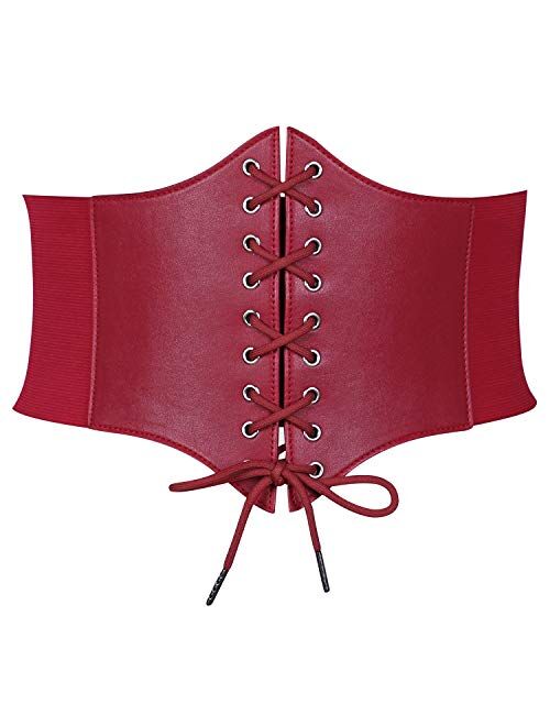 JASGOOD Women’s Elastic Costume Waist Belt Lace-up Tied Waspie Corset Belts for Women