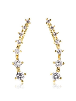 CIShop"7-Stars" CZ Simulated Diamond Stud Ear cuff Crawler Earrings Sweet Ear Climber