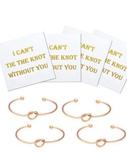 I Can't Tie The Knot Without You Bridesmaid Gift Cards Bridesmaid Bracelets Silver Tone- Set of 4,5,6