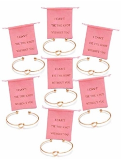 I Can't Tie The Knot Without You Bridesmaid Gift Cards Bridesmaid Bracelets Silver Tone- Set of 4,5,6