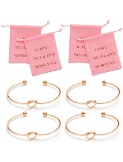 I Can't Tie The Knot Without You Bridesmaid Gift Cards Bridesmaid Bracelets Silver Tone- Set of 4,5,6