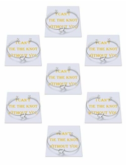 I Can't Tie The Knot Without You Bridesmaid Gift Cards Bridesmaid Bracelets Silver Tone- Set of 4,5,6