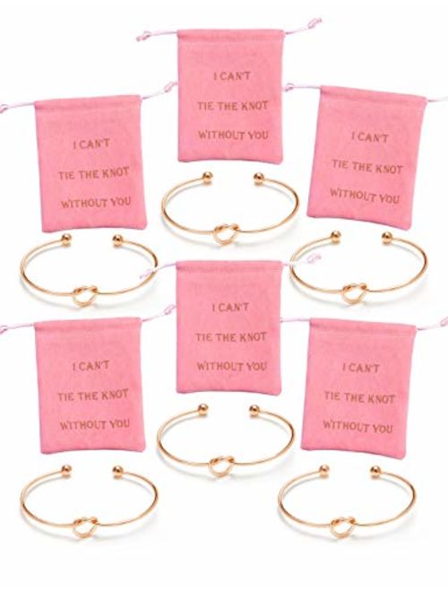 I Can't Tie The Knot Without You Bridesmaid Gift Cards Bridesmaid Bracelets Silver Tone- Set of 4,5,6