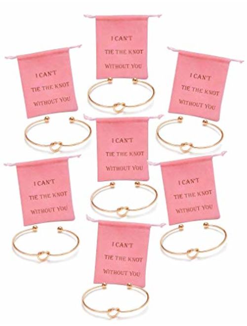 I Can't Tie The Knot Without You Bridesmaid Gift Cards Bridesmaid Bracelets Silver Tone- Set of 4,5,6