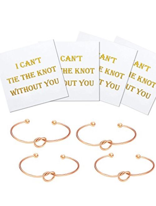 I Can't Tie The Knot Without You Bridesmaid Gift Cards Bridesmaid Bracelets Silver Tone- Set of 4,5,6