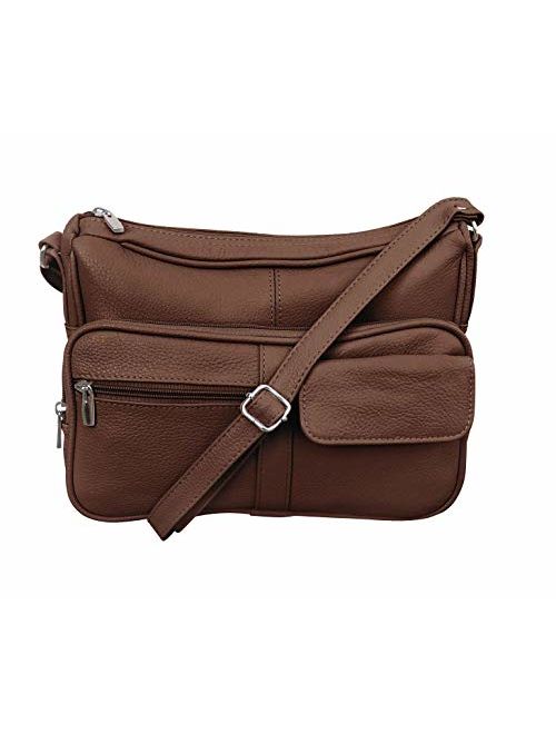 Women's Genuine Leather Cross Body Shoulder Strap Organizer Purse, (One Size)