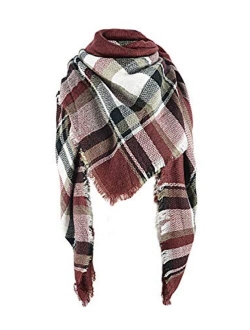 Century Star Women's Stylish Warm Tassels Soft Plaid Tartan Scarf Winter Large Blanket Wrap Shawl