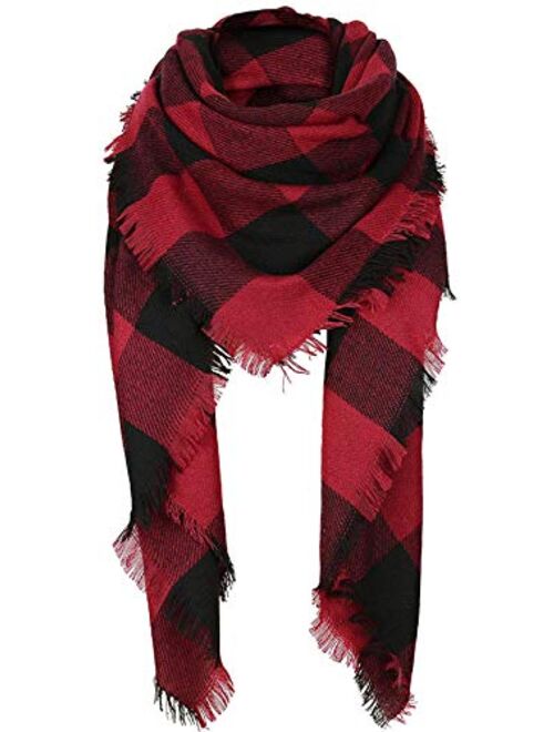 Century Star Women's Stylish Warm Tassels Soft Plaid Tartan Scarf Winter Large Blanket Wrap Shawl