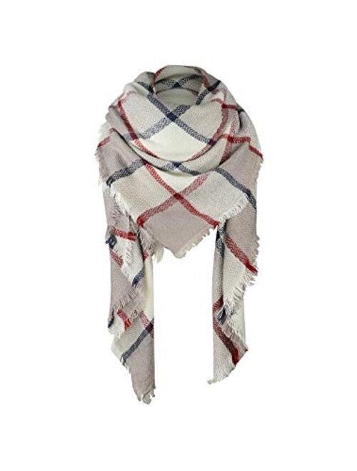 Century Star Women's Stylish Warm Tassels Soft Plaid Tartan Scarf Winter Large Blanket Wrap Shawl