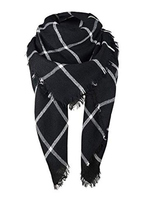 Century Star Women's Stylish Warm Tassels Soft Plaid Tartan Scarf Winter Large Blanket Wrap Shawl