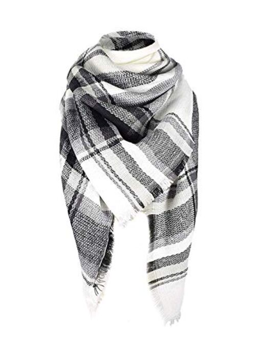 Century Star Women's Stylish Warm Tassels Soft Plaid Tartan Scarf Winter Large Blanket Wrap Shawl