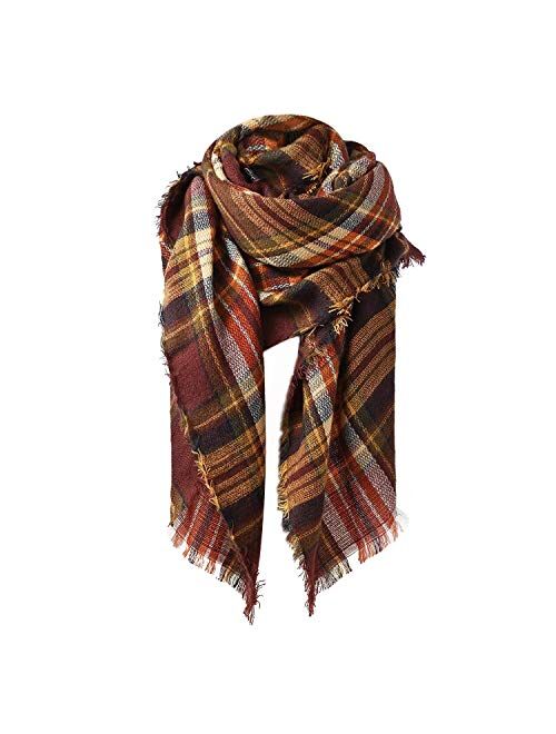 Century Star Women's Stylish Warm Tassels Soft Plaid Tartan Scarf Winter Large Blanket Wrap Shawl