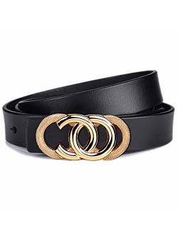 WONDAY Women Leather Belt, Geniue Leather Cute Ladies Belt for Jeans Dress Pants with Fashion O-Ring Buckle