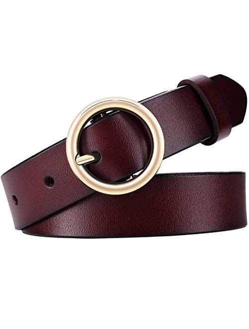 WONDAY Women Leather Belt, Geniue Leather Cute Ladies Belt for Jeans Dress Pants with Fashion O-Ring Buckle