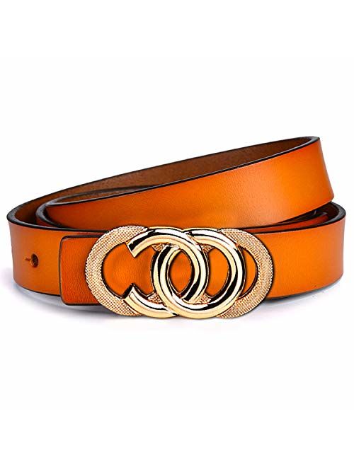 WONDAY Women Leather Belt, Geniue Leather Cute Ladies Belt for Jeans Dress Pants with Fashion O-Ring Buckle