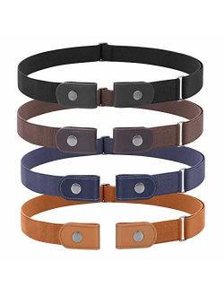 3 Pieces 4 Pieces Buckle Free Belt Adjustable Women Belt, WHIPPY No Buckle Invisible Elastic Belt for Jeans Pants