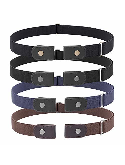 3 Pieces 4 Pieces Buckle Free Belt Adjustable Women Belt, WHIPPY No Buckle Invisible Elastic Belt for Jeans Pants