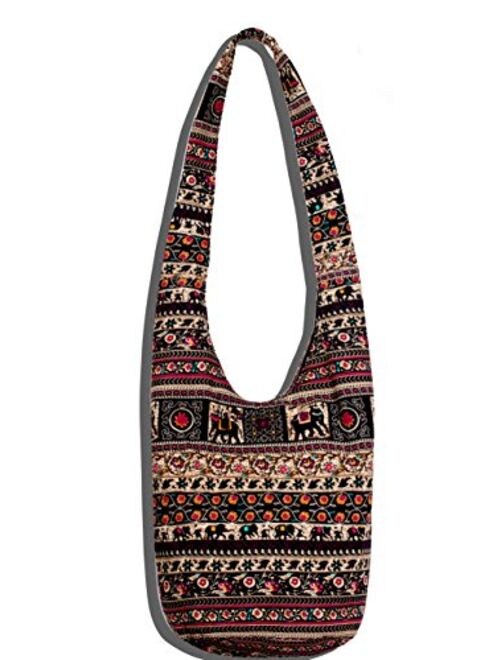 Hippie Crossbody Bag Thai Top Zip Hobo Sling Bag Handmade Hipster Messenger Bag