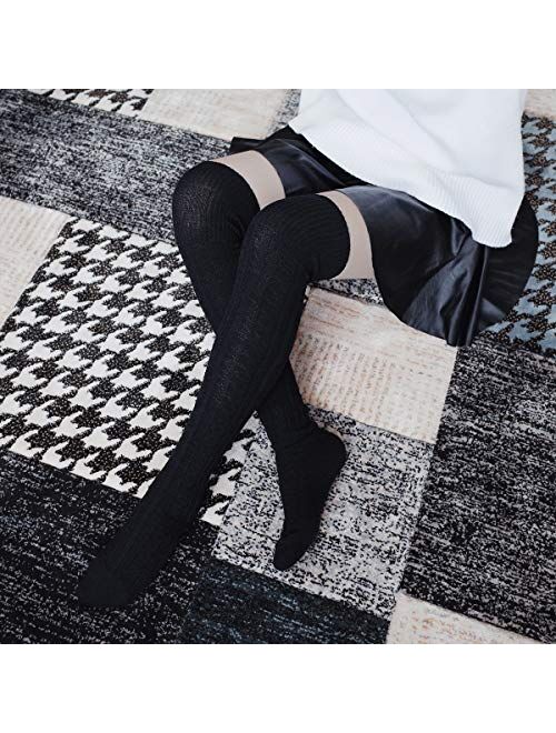 Womens Thigh High Socks Over the Knee High Long Socks Cotton Leg Warmers