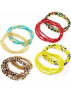 Tuoshei 8 Piece Summer Jewelry Waist Bead Set, Colorful Waist Bead, Belly Bead, African Waist Bead, Body Chain, Beaded Belly Chain, Bikini Jewelry for Woman Girl