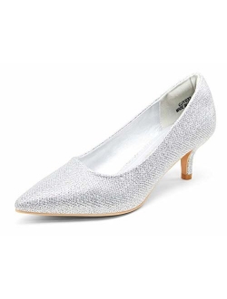 VEPOSE Women's Glitter Low Heels Dress Pumps 